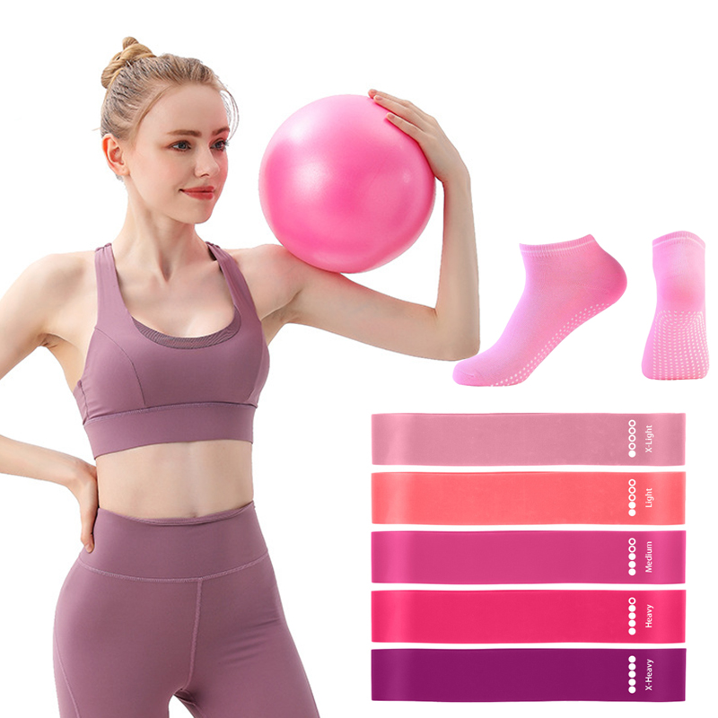 Pilates Yoga Ball Exercises - Pilates Ball Resistance Bands Grip Socks