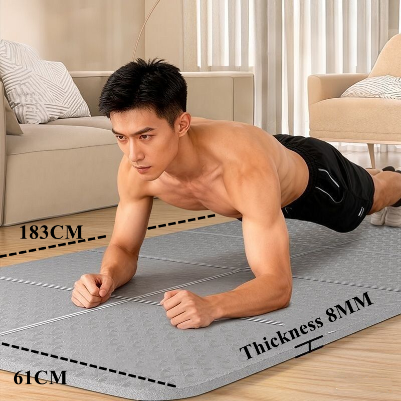 Pilates Yoga Mat Workout - Folding Mat 183x61x0.8cm Eco-Friendly Exercise Mat