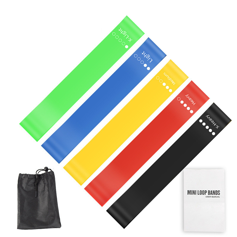 Pilates Yoga Bar - 5Pcs TPE Resistance Bands Set with