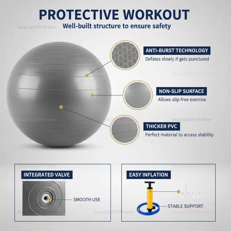 Anti-Burst Yoga Ball with Pump - Pilates Yoga Ball Exercises review and price