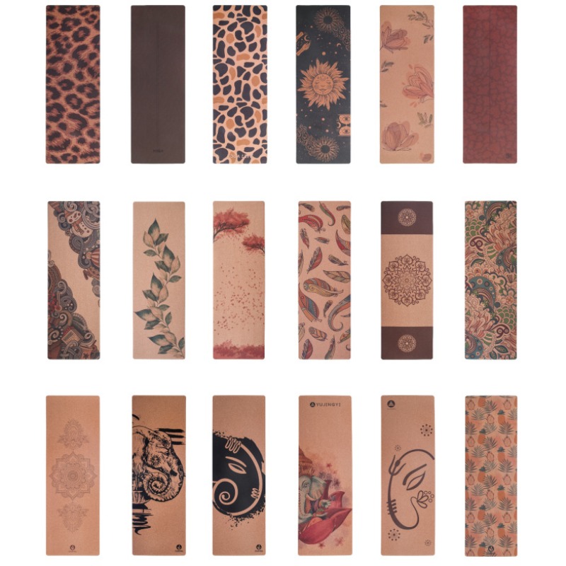 Printed Cork Natural Rubber Yo - Pilates Yoga Mat Workout review and price