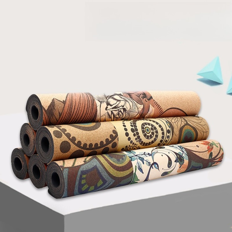 Printed Cork Natural Rubber Yo - Pilates Yoga Mat Workout review and price